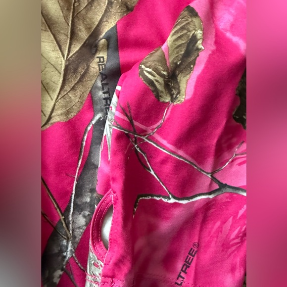 Realtree Women's 1/4 Zip Pullover Shirt Camo Thumbholes Long Sleeve Pink Size XL - Picture 13 of 16